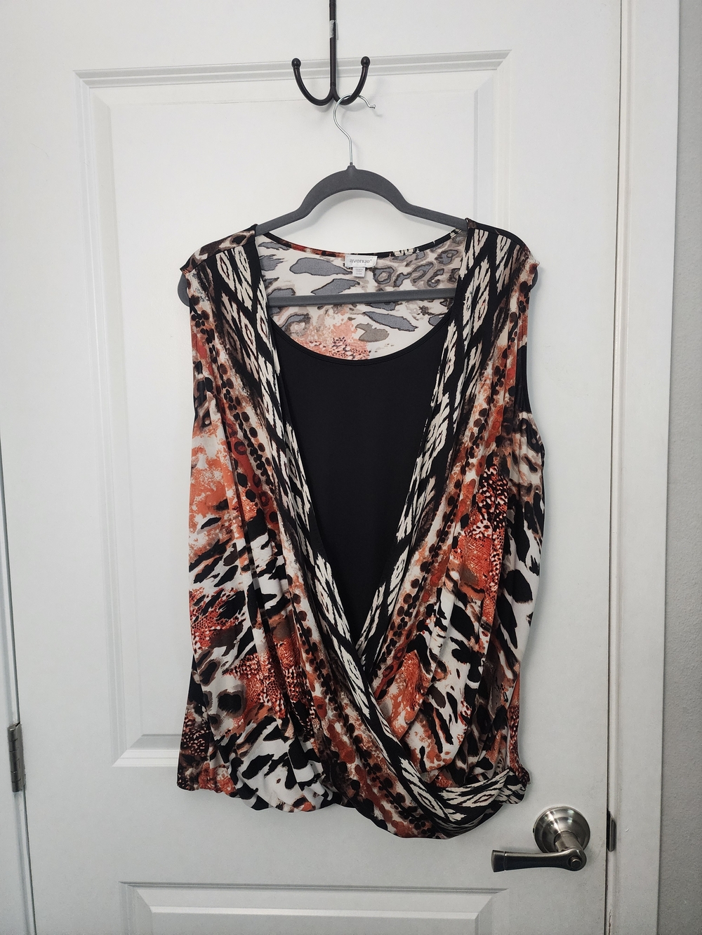 5/$30 Avenue Animal Print  Drape Front Sleeveless Top
